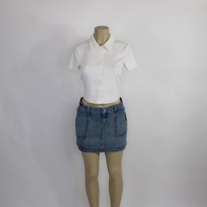 90s Y2k blue denim mini skirt